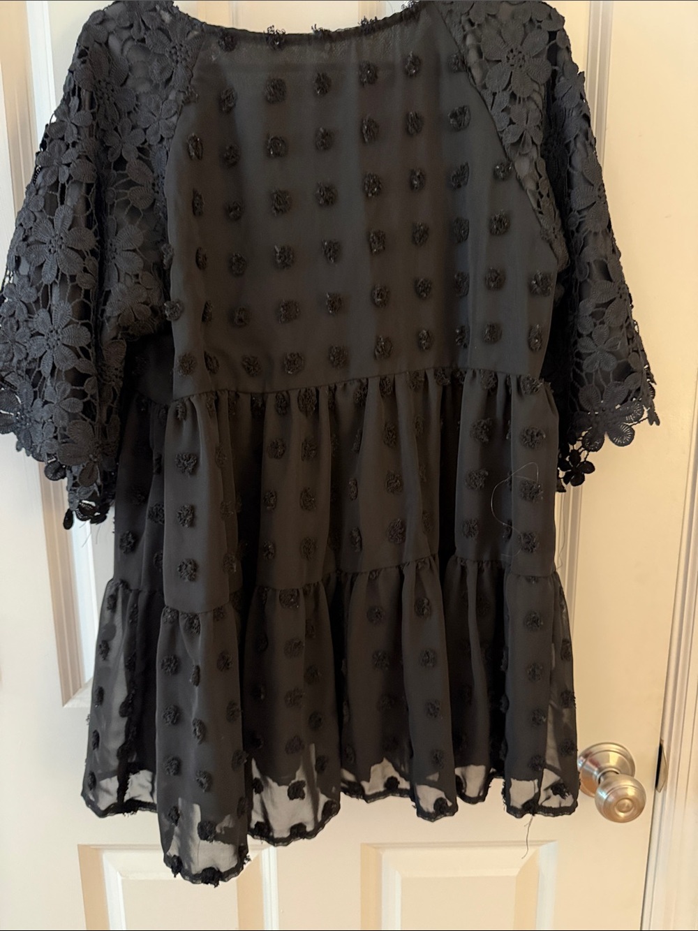 Lot of 3 Women's Black Lace Tiered Babydoll Dress, baby doll short and bluedress - Picture 2 of 3